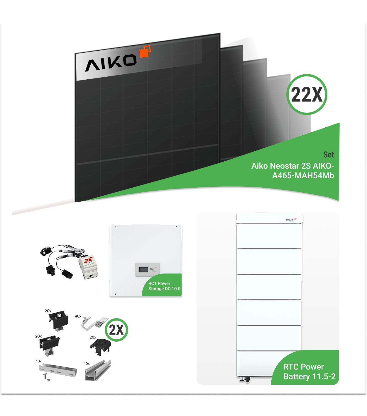 10_23kWpPV-KomplettsetmitAiko465WpModulen_RCTPowerSpeicher_inkl.K2UnterkonstruktionfuerZiegeldaecher.png 10,23 kWp PV-Komplettset mit 22x Aiko 465 W Modulen & RCT Power Speicher – inkl. K2 Unterkonstruktion für Ziegeldächer – Bild 1