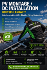 DC Installation Photovoltaik – Unterkonstruktion, Modulmontage & String-Verkabelung deutschlandweit