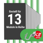 K2 Montage Paket Ziegeldach: 1 Reihe x 13 Module (K2 4S: Jeder Sparren)