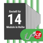K2 Montage Paket Ziegeldach: 1 Reihe x 14 Module (K2 4S: Jeder Sparren)